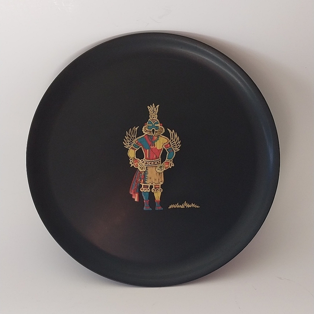 Hopi Kachina Couroc 10 1/2" Plate Black